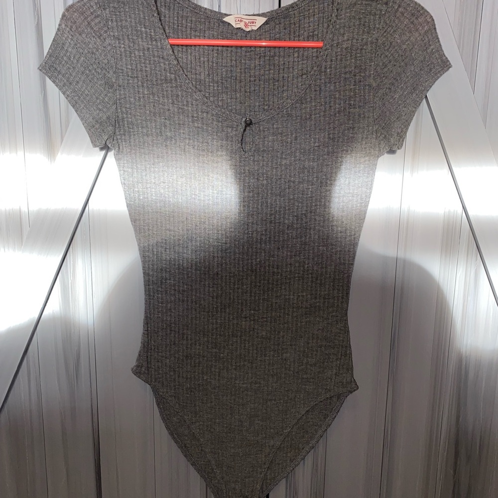Gray Short Sleeve Bodysuit/ One Piece